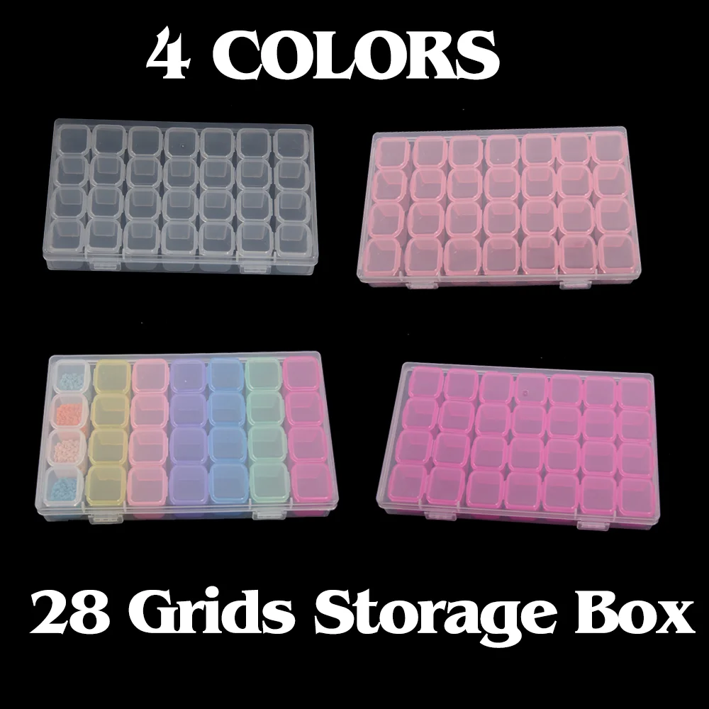 

28 Grids Dismountable Diamond Painting Accessories Beads Embroidery Cases PP Plastics Box Organizer Home Storage boxes