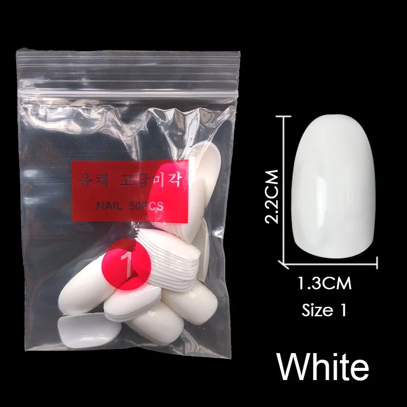 White-Size-1 Купите некоторые размеры s коротких круглых накладных гвоздей полный размер ногтей 0 1 2 3 4 5 6 7 8 доступны 3 цвета накладные ногти для ногтей DIY - Цвет: White-Size-1