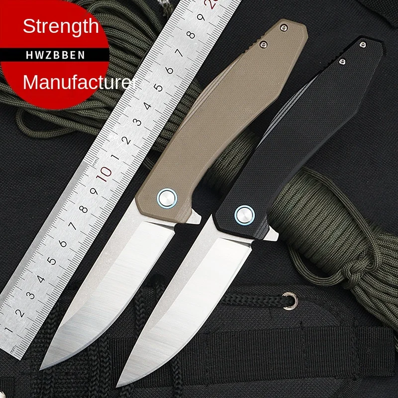 

High Hardness Stainless Steel G10 Handle Folding Knife Bearing Outdoor Survival Field Camping Tactical Knife Collection Gift