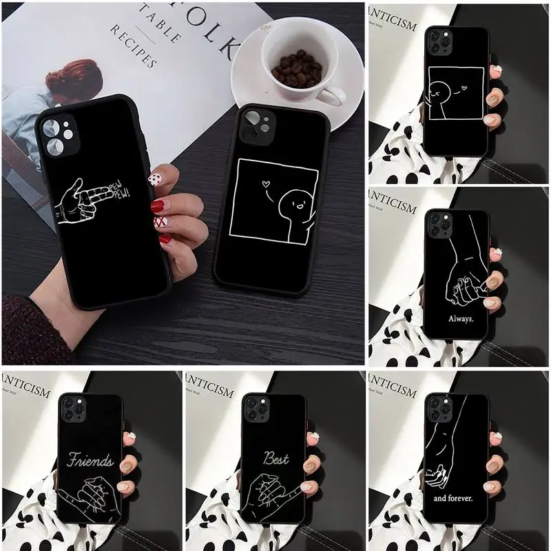 

Best Friends Cartoon BFF Phone Case Matte Transparent for iPhone 7 8 11 12 s mini pro X XS XR MAX Plus cover funda