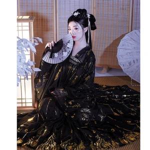 Новинка, черное платье ханьфу для женщин, Китайская древняя одежда, Классические танцевальные костюмы ханьфу, сказочное платье для девочек, косплей, ханьфу DQS4343