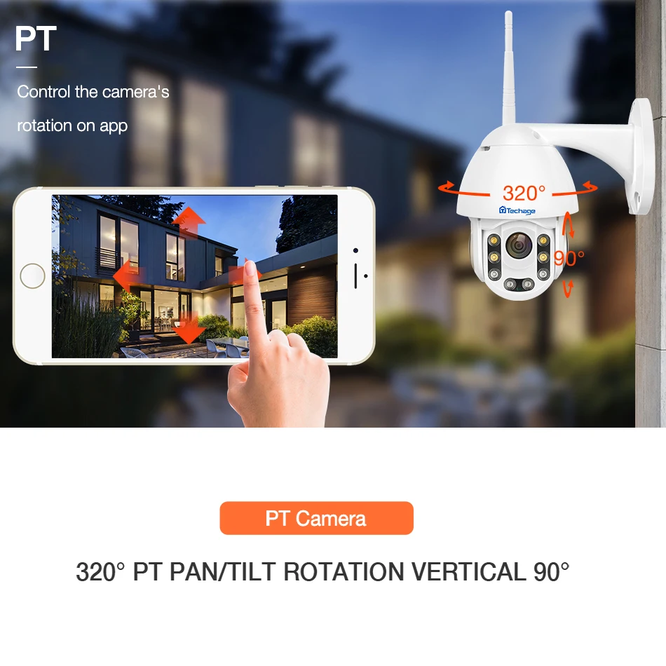 Techage 1080P 2MP Беспроводная PT ip камера скоростная купольная WIFI безопасность наружная