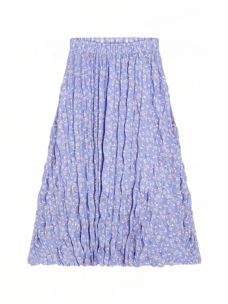 Женская длинная юбка винтажная эластичная фиолетовая с высокой талией и