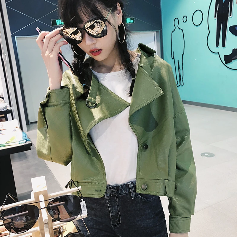 Fitaylor осенняя куртка из искусственной кожи с отложным воротником женские