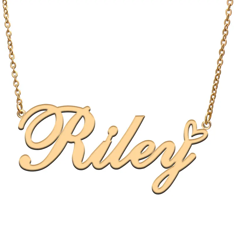 

Love Heart Riley Name Necklace for Women Stainless Steel Gold & Silver Nameplate Pendant Femme Mother Child Girls Gift