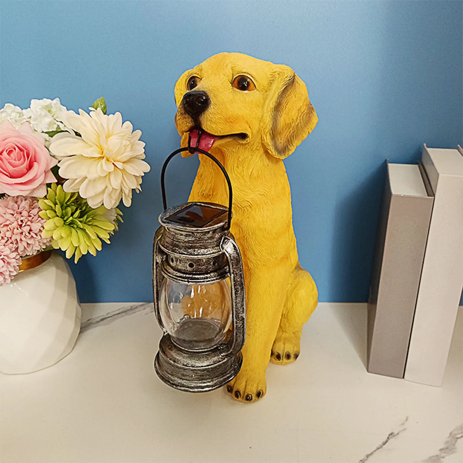 

Vivid Resin Dog Solar Lights, Outdoor Indoor Solar Animal Lights, Garden Yard Dog Statue Resin Sculpture with Solar Powered Lamp