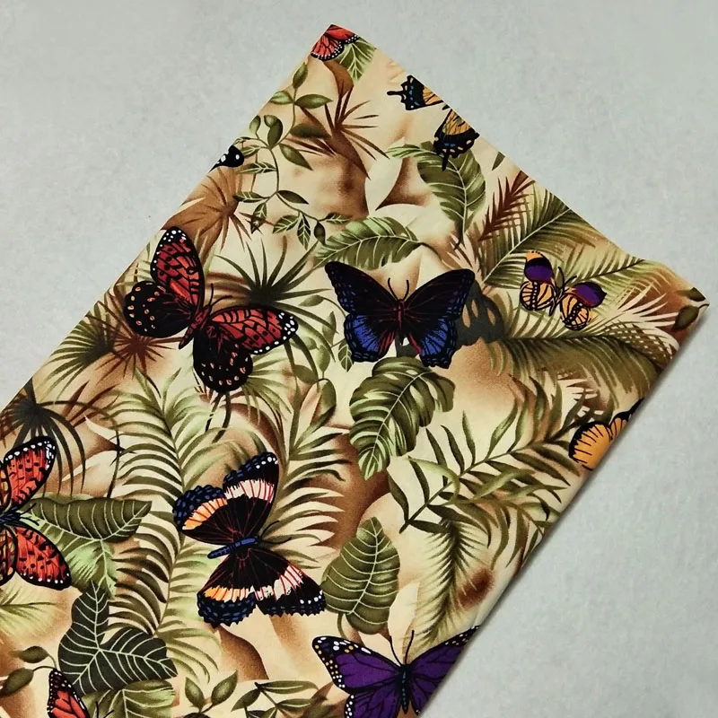 50x105 см цветная хлопковая ткань с принтом бабочки, ткань с животными, Лоскутная ткань для одежды, вечерние сумки, домашний декор