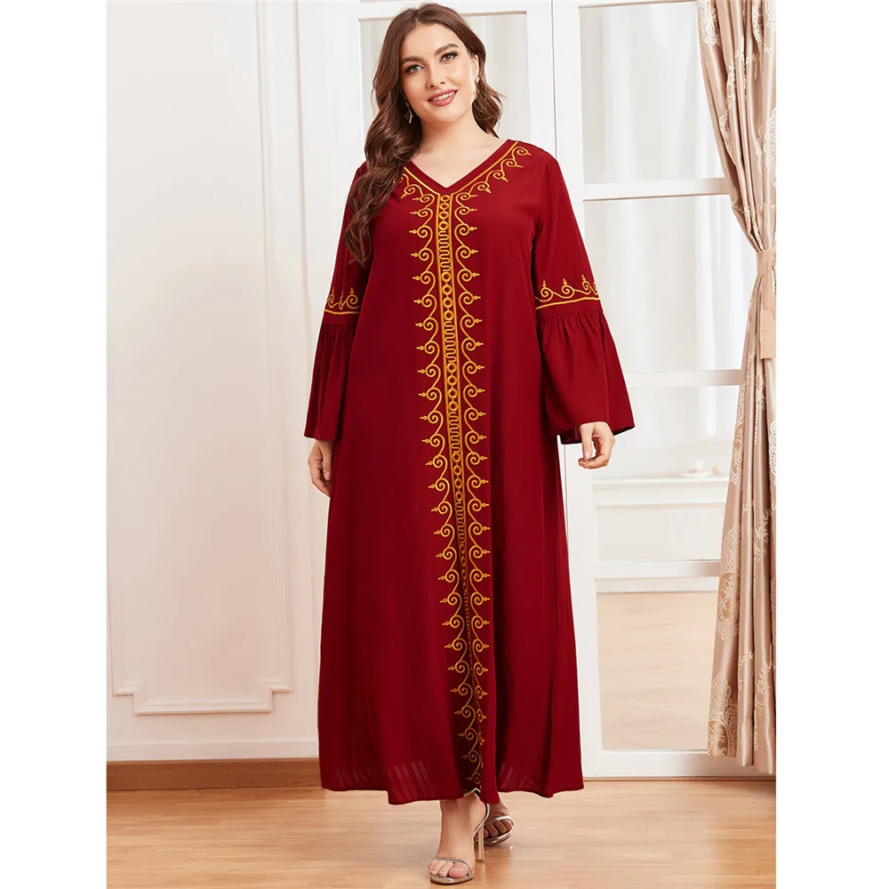 "Этническая Вышивка Abaya для женского платья, свободный кафтан, Турция, женская одежда, арабский халат, платье Рамадан"