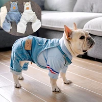 fashion dog clothes denim jeans dress jumpsuit coat jacket boy girl dog clothing couple pet french bulldog outfit overalls