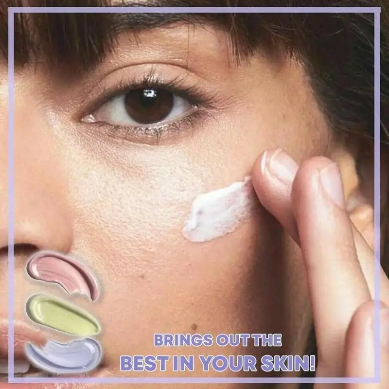 New One Step Correct Rainbow Tricolor Makeup Base Isolation Pre-milk Concealer Cream Invisible Pore Brighten Face |