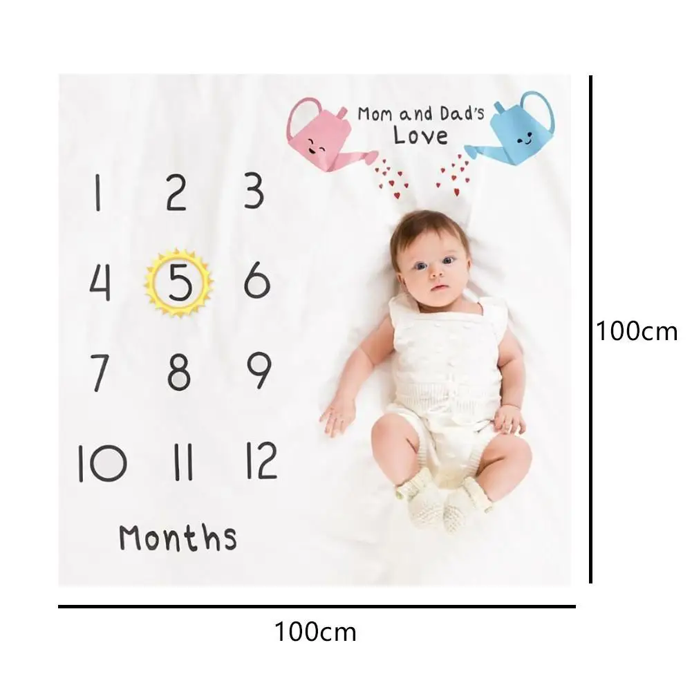

Baby Milestone Blanket Month Photo Background Cloth Props Photography Printed Memorial Soft Newborn Blanket Growth Baby B9K1