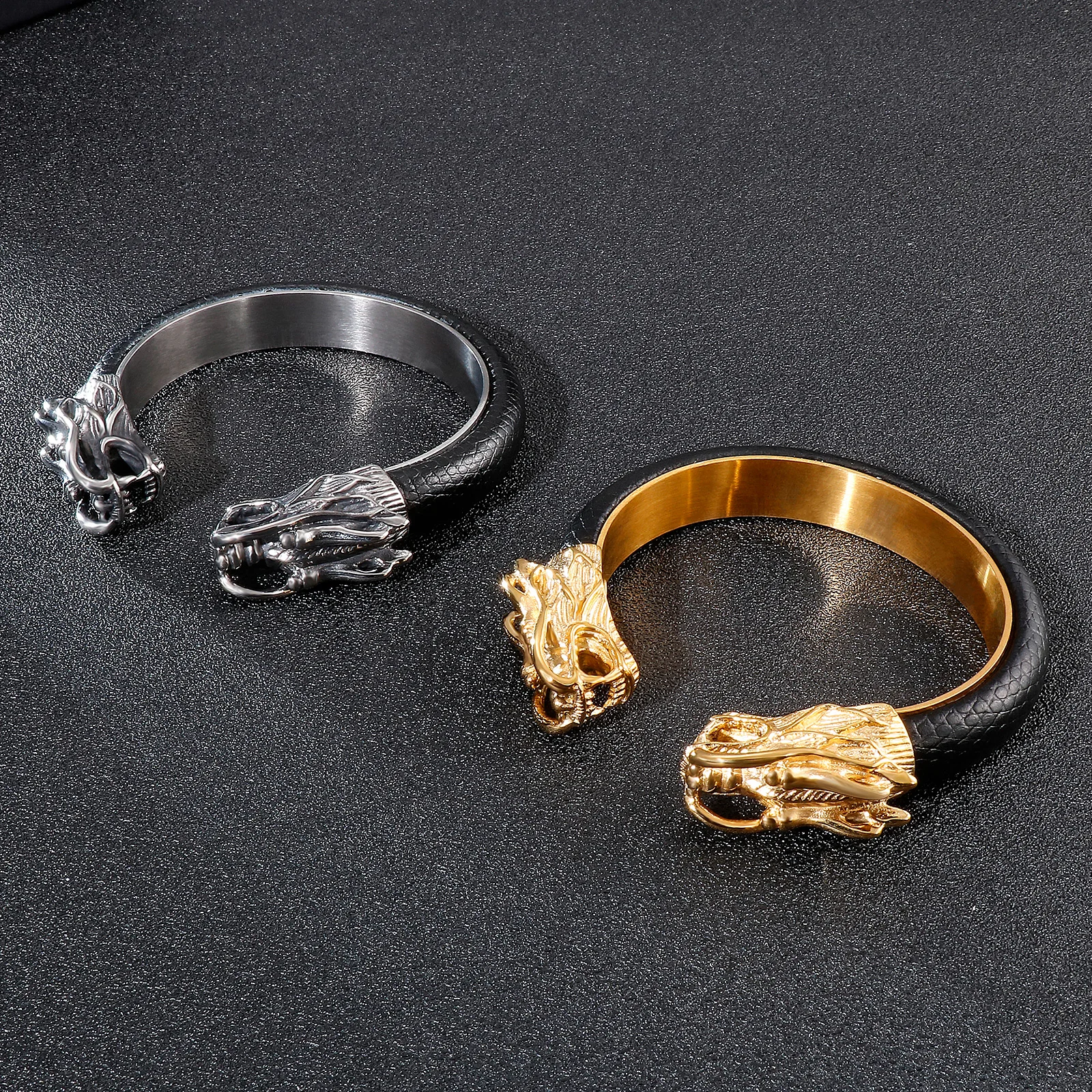 Браслет на запястье с головой дракона из нержавеющей стали 316L браслет волком