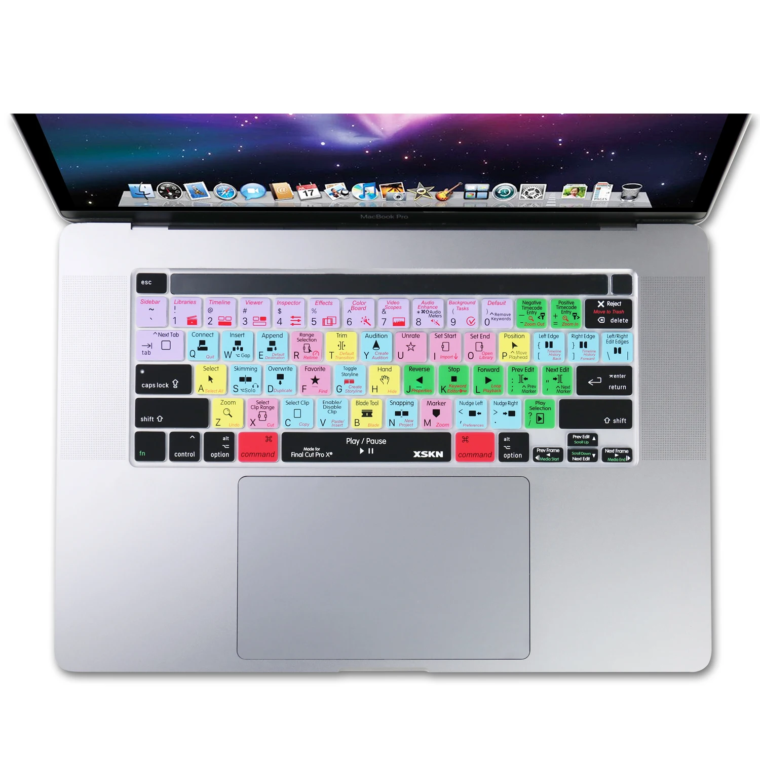 Чехол для клавиатуры XSKN Final Cut Pro X, для A2141, Новый MacBook Pro, 16 дюймов, с сенсорной панелью и Touch ID, американская версия
