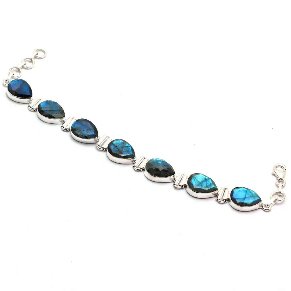 

Браслет из натурального Лабрадорита С гранями, цвет серебристый, 20 см, 2SBR0161