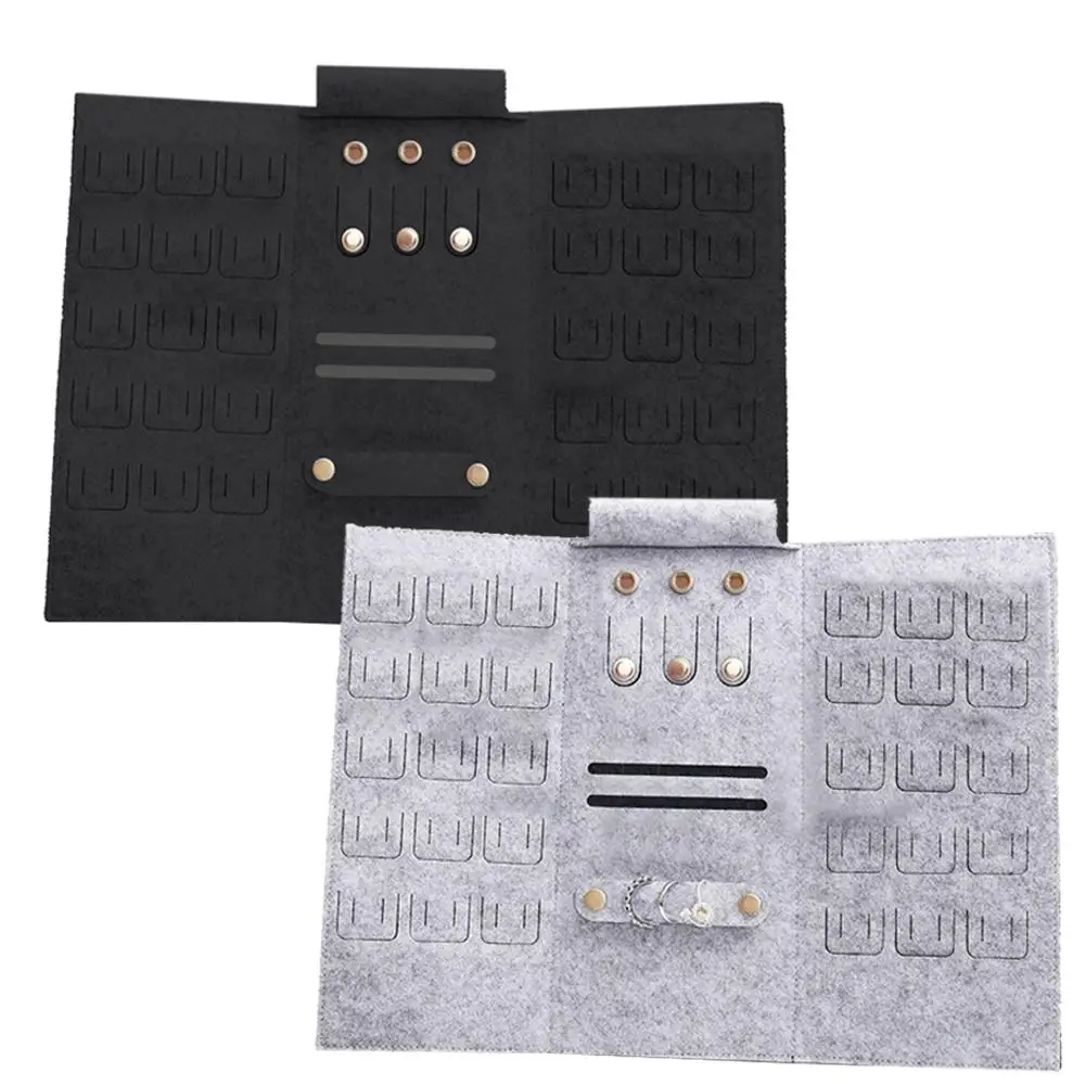 

Portable Jewelry Storage Bag Felt Jewelry Roll Earring Necklace Storage Bag Trinket Organizer Flat For Home Travel Organizer
