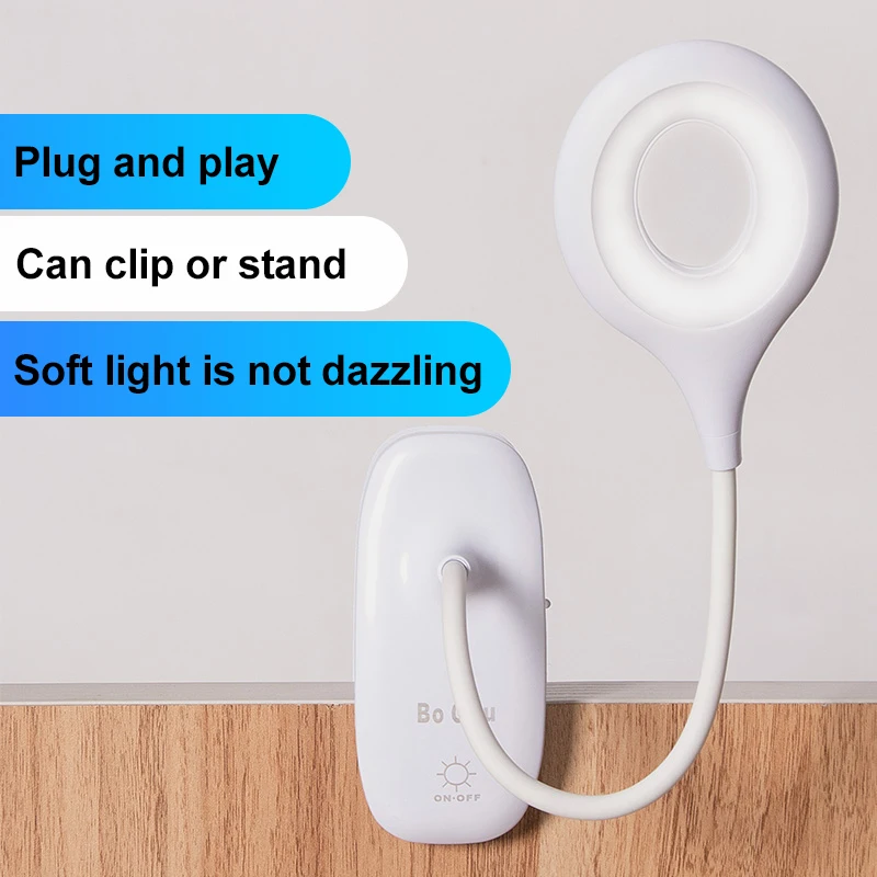 LED 3 Brightness Touch Dimming Reading Lamp USB Charging Plug-in White Eye Protection Student Clip-on Table Desk Bed Piano Light | Лампы и