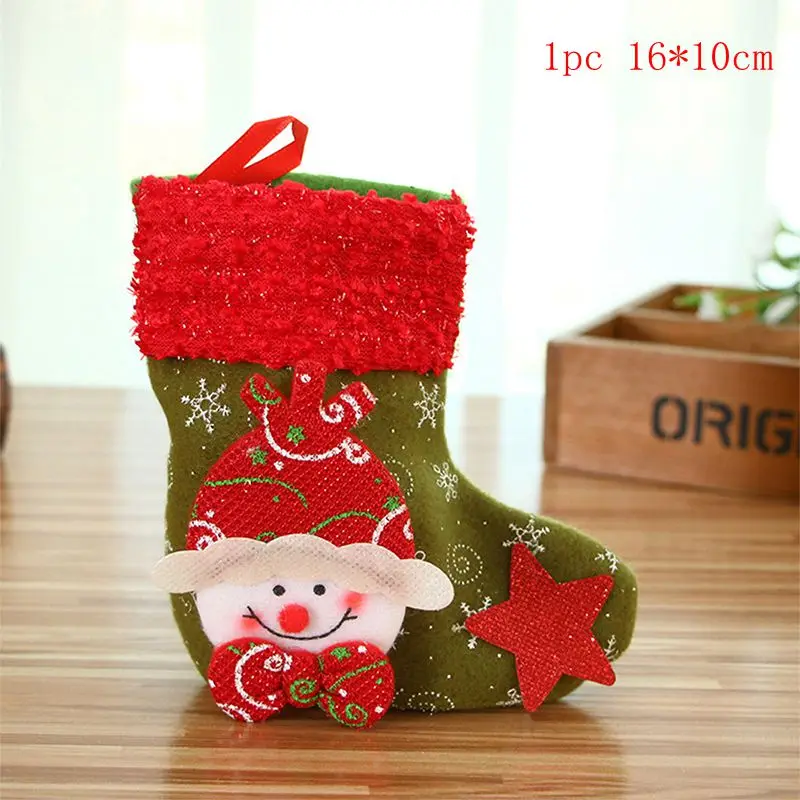 1pc 16x10cm Рождественские чулки, носки, кошка, собака, лось, Navidad, год, мешок для конфет Рождество, украшения, рождественские елки, вечерние подарочные сумки для детей - Цвет: 1pc 16x10cm