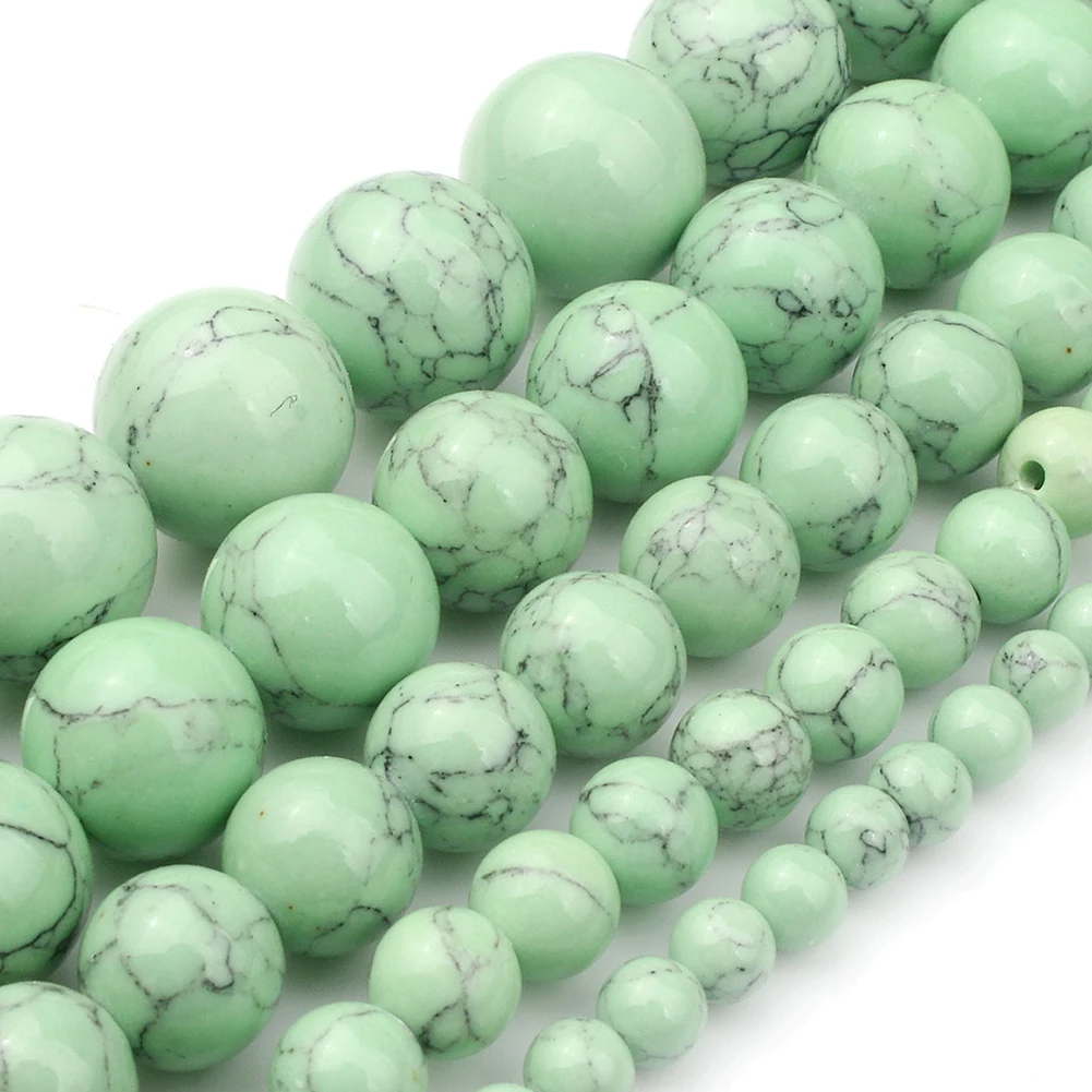 Бусины Из Натурального светло-зеленого камня Howlite бирюзовые для изготовления