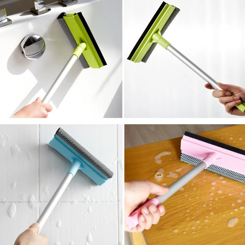 Щетка для стекла с длинной алюминиевой ручкой двусторонняя мягкая губка скребок