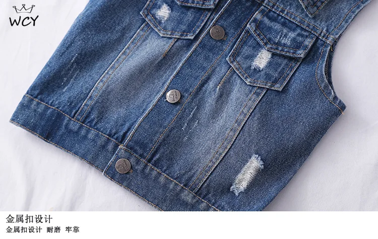 Джинсовая куртка с капюшоном жилеты детская мода 2019 Осенний жилет без рукавов