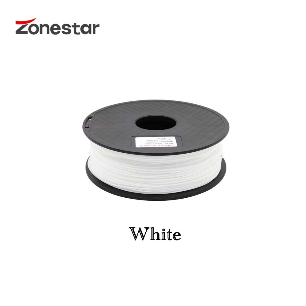 ZONESTAR PLA нити для 3D принтера 1,75 мм Пластиковые расходные материалы Материал Вес нетто 1 кг - Цвет: White