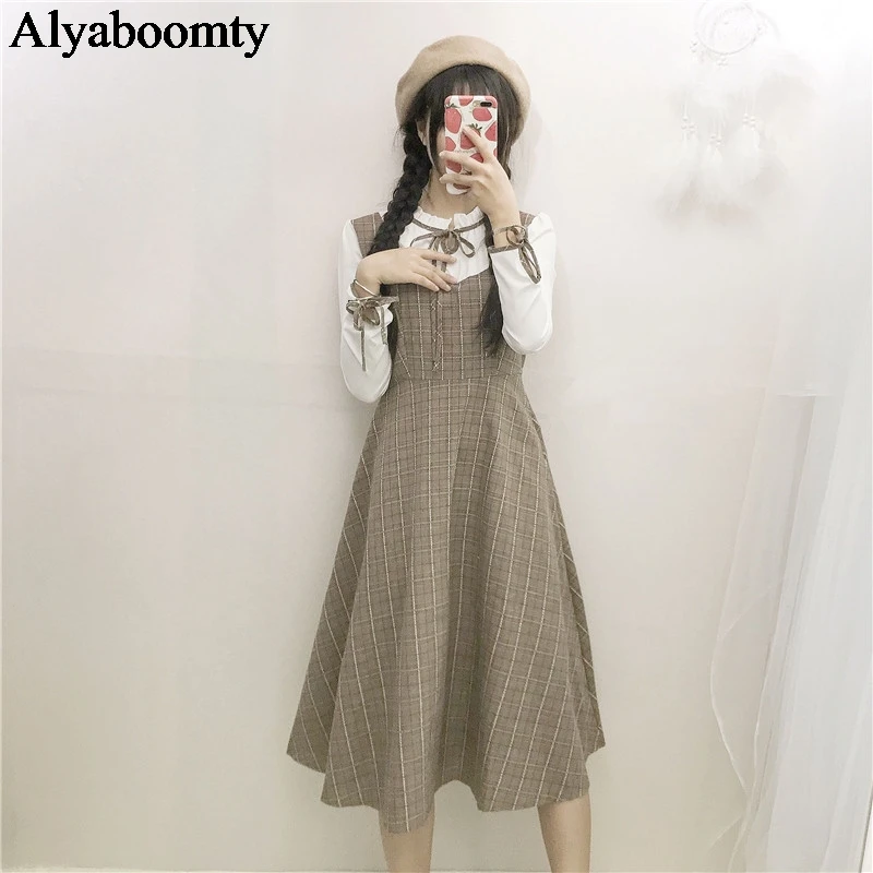 Осенне весеннее женское милое платье в английском стиле с бантом цвет розовый