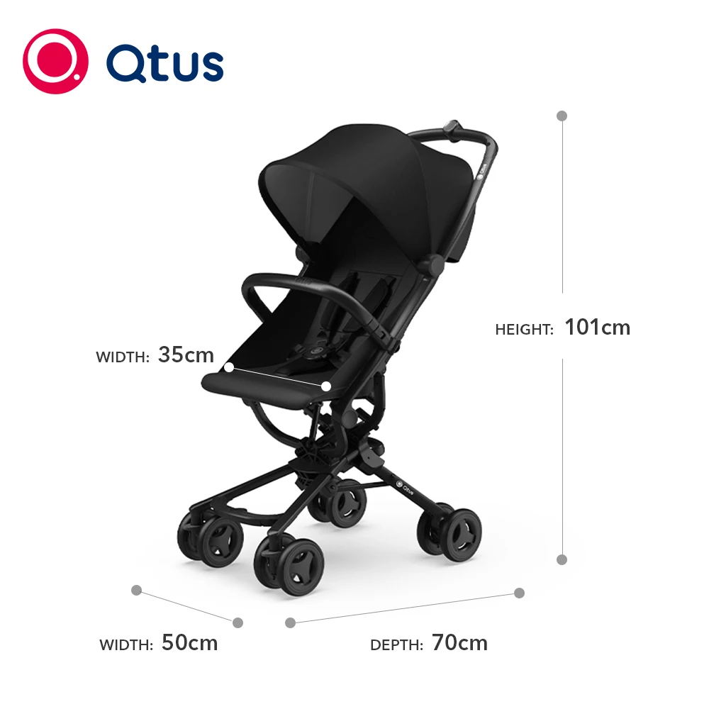 QTUS BeetleX - The Lightest Baby Stroller, Fodable, Easy to Store, Effortlessly to Carry Up, Smooth Push, 6kg, Black enlarge