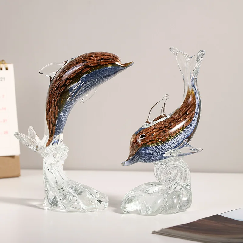 

Creative Home Living Room Entrance TV Cabinet Wine Cabinet Dolphin Glass Decoration Style Nordic Modern Simple Wedding Gift