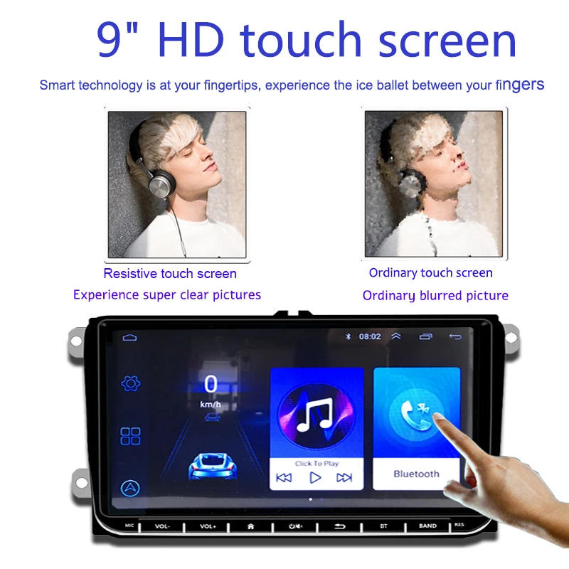 9'ɲ Din GPS Android Car Radio for VW/Seat Touch 1024x600 Pixels Airplay BT FM Bluetooth Wifi Mirror Link USB AM Hot Selling |