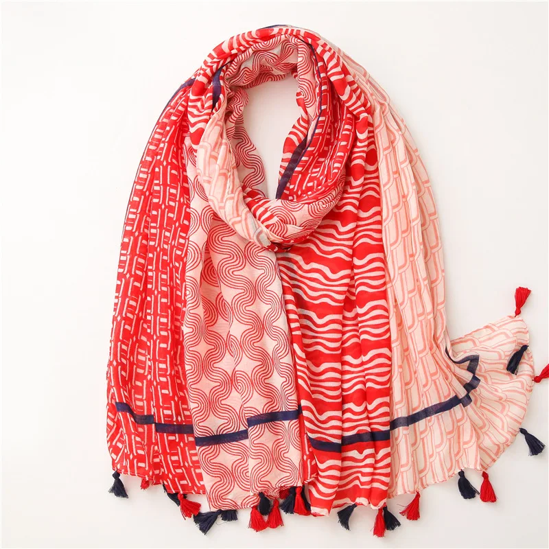 Новейший женский шарф шали и палантины с кисточками в стиле пэчворк для женщин