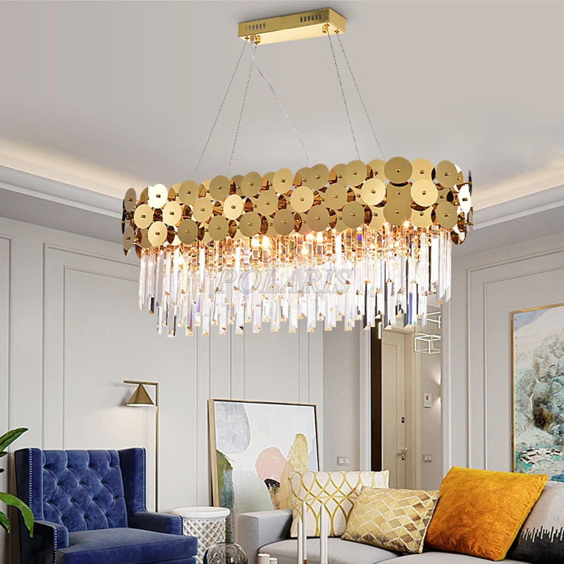 Современная хрустальная люстра с призмой Овальный подвесной светильник из