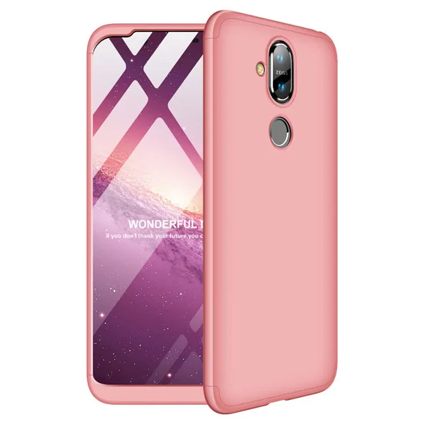 rose gold 3 в 1 360 Жесткий Роскошный чехол для Nokia 7 6,1 Plus противоударный матовый пластиковый закаленное стекло Полный Чехол для Nokia 8,1 X6 X7 - Цвет: rose gold