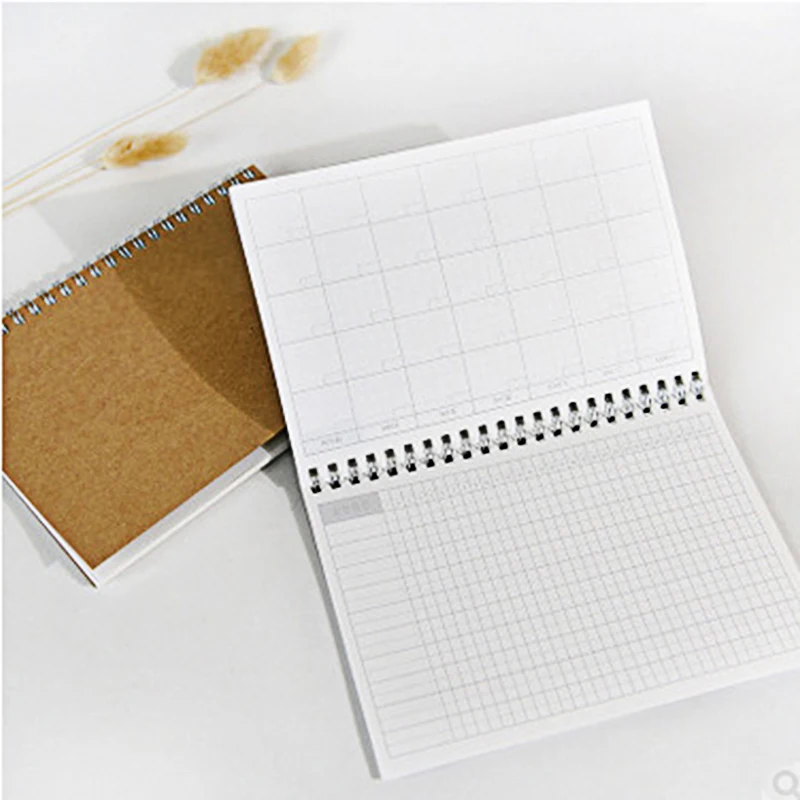

Kraft Paper Coil Notebook A5 Planner Daily Weekly Monthly Handbook Time Organizer Agenda Office Work Schedule School Stationery