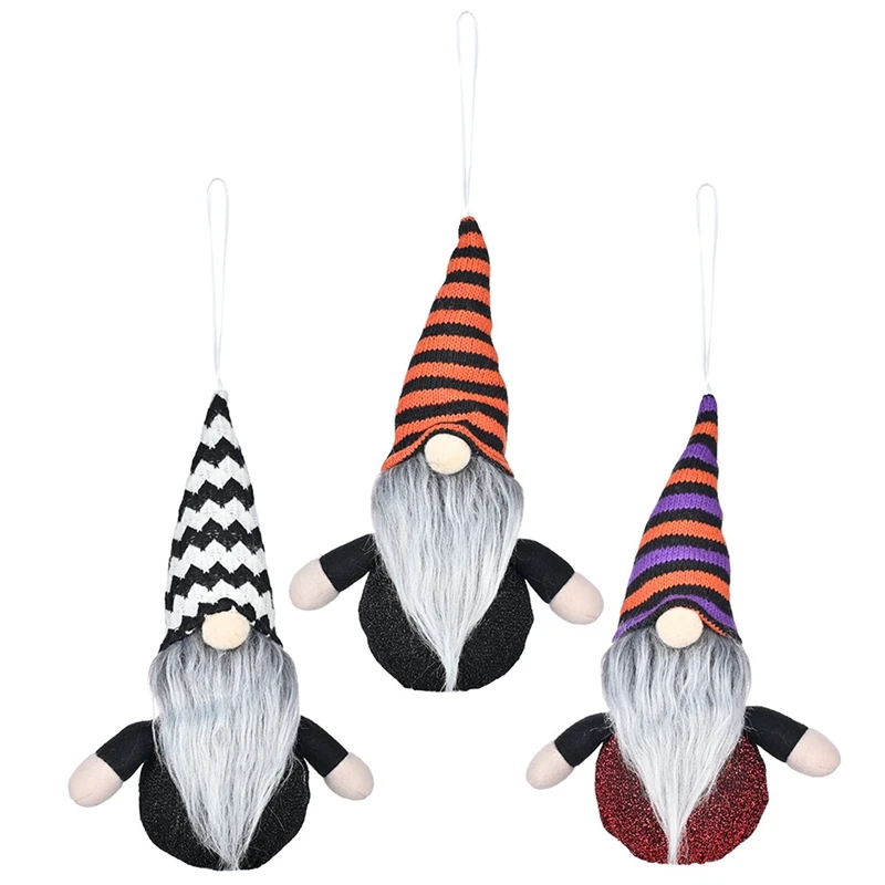 

3PCS Halloween Decoration Glowing Halloween Doll with Light Gnomes Pendant Faceless Doll Pendant for Party Decoration