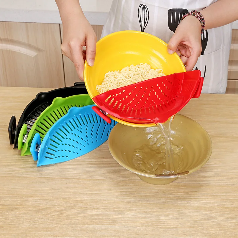 

Home kitchen Silicone Stretch Drain Tool Pot Edge Water Filter Foldable Soup Funnel Silicone Liquid Diversion Drainer strainer