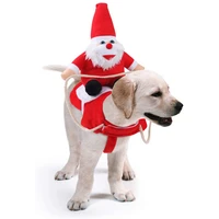 dog santa claus riding christmas costume funny pet cowboy rider horse outfit dogs cats clothes apparel party dress up clothing