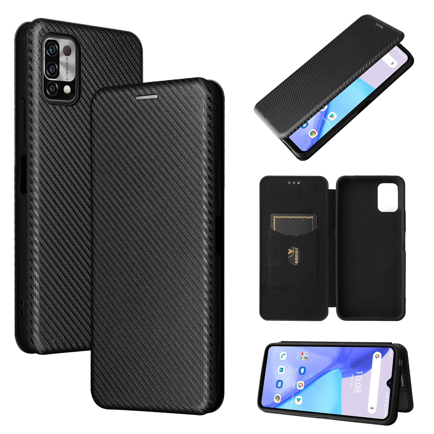 for umidigi power 5 case luxury flip carbon fiber skin magnetic adsorption case for umidigi power 5 power5 phone bags free global shipping