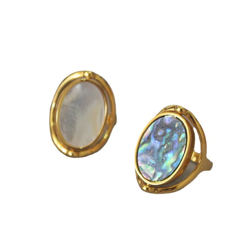 

Delicate Original double rotating shells modern personality finger rings for women Female Gold color fashion jewelry Party Girl