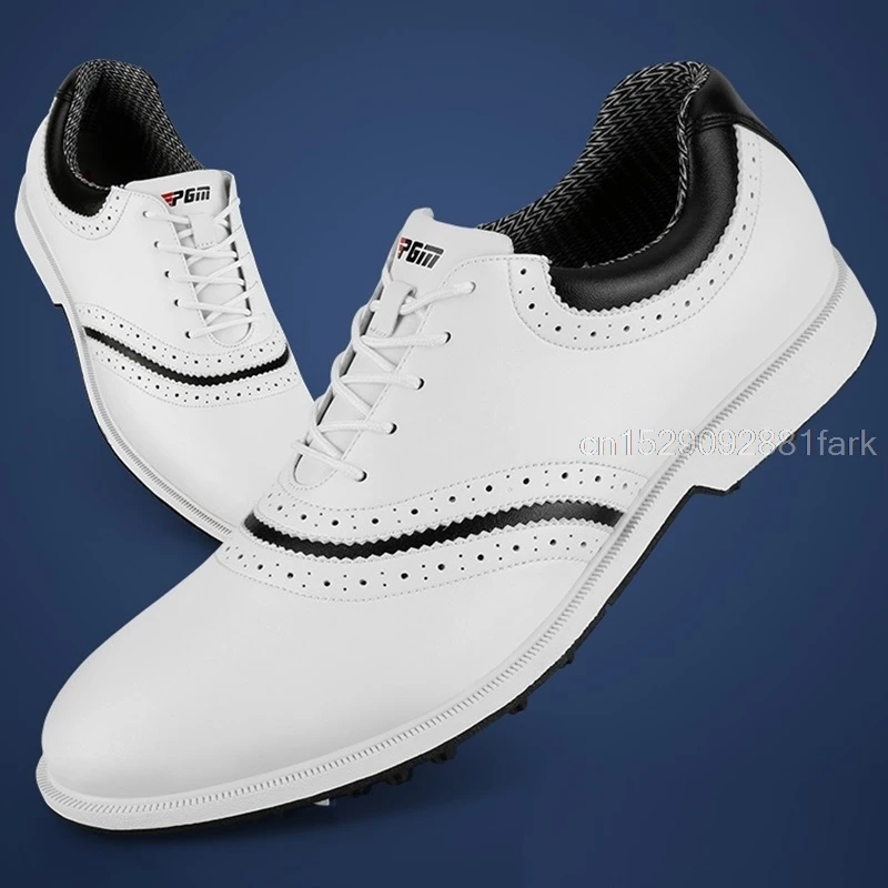 Туфли PGM мужские для гольфа водонепроницаемые дышащие Нескользящие броги стиль