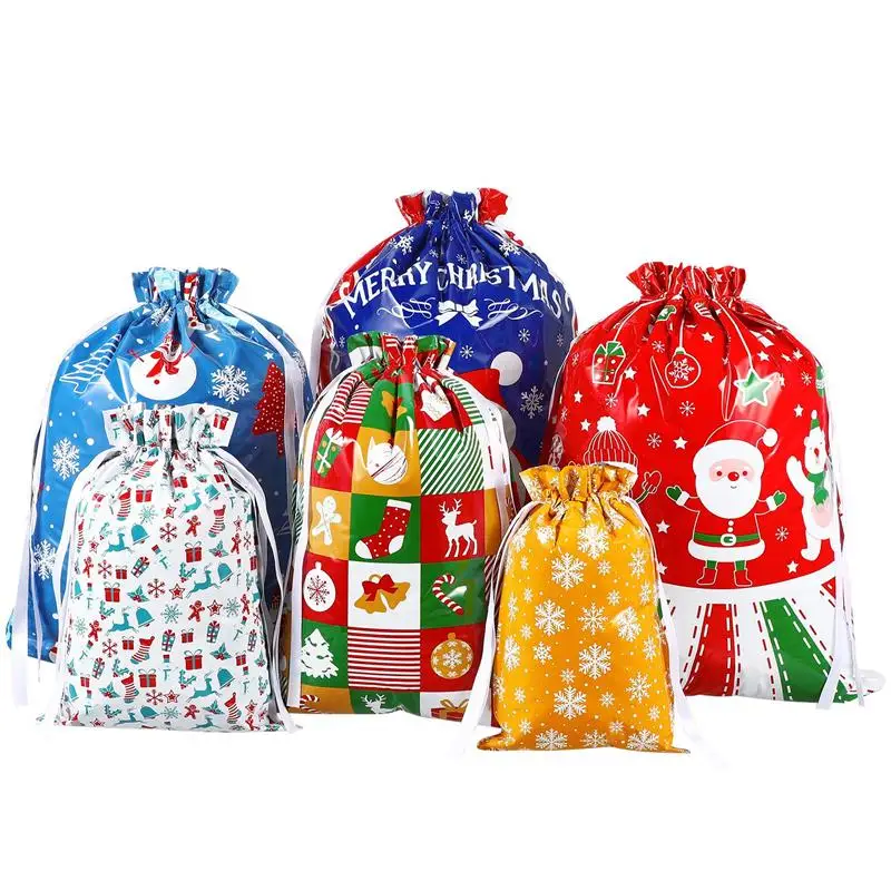 

33pcs Festival Gift Bags Christmas Drawstring Gift Storage Bags Multiple Sizes Gift Holders Decorative Christmas Bags