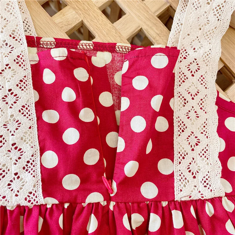 Детское летнее хлопковое платье в горошек без рукавов | Детская одежда и обувь