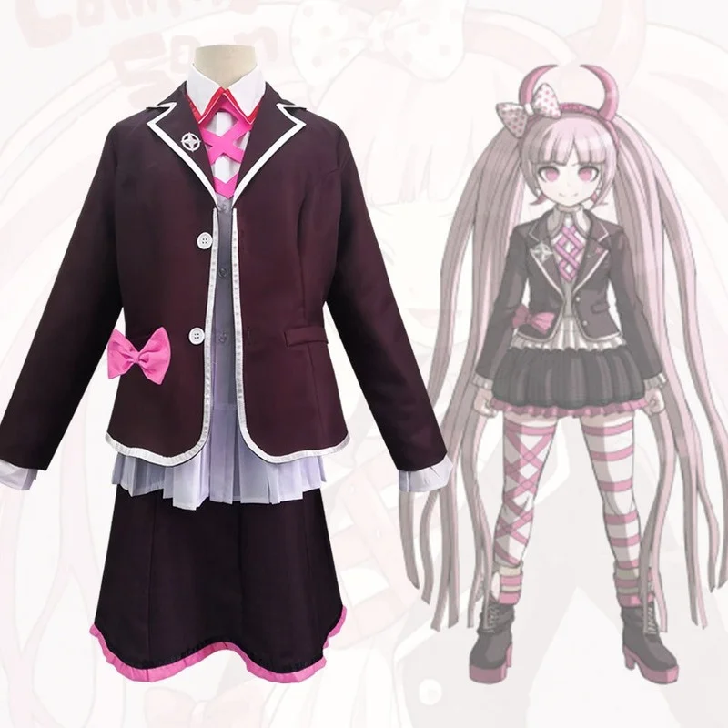 

Костюм из аниме «данганронпа», косплей-парик и униформа JK, униформа из розовых длинных волос для Хэллоуина, женская одежда для вечеринки