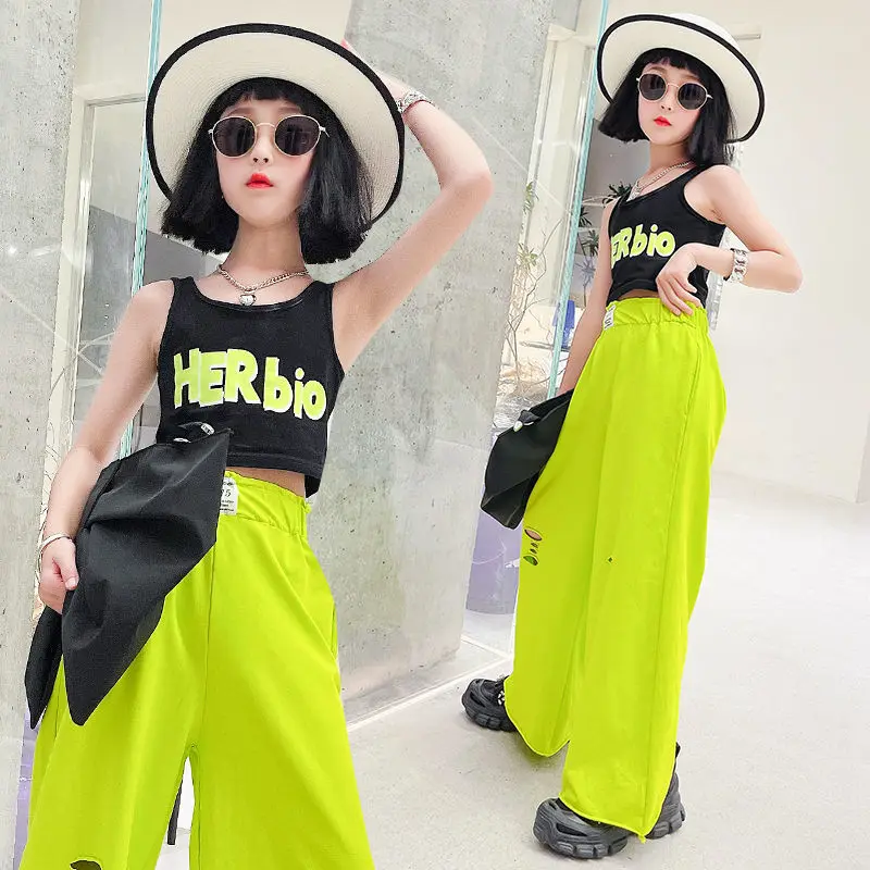 

Suit 2022 Summer New Suspenders With Holes In The Sanitary Pants With High Waist And Floor Straight Legs And Wide Legs Sets Clo