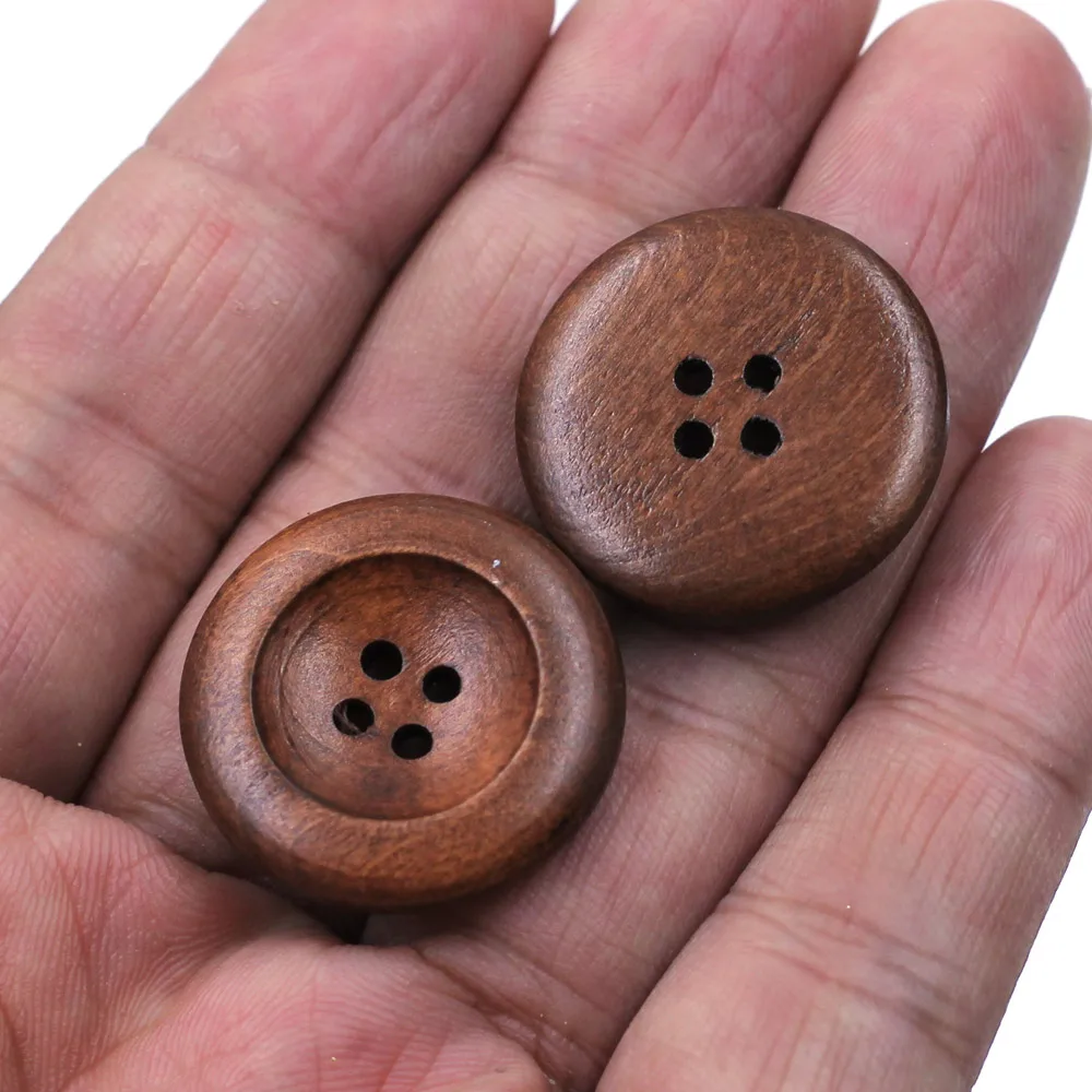 Coffee Round 4 Holes Flatback Wood Sewing Buttons Wooden Crafts Clothes Coat Scrapbooking DIY Making Findings 25mm | Дом и сад