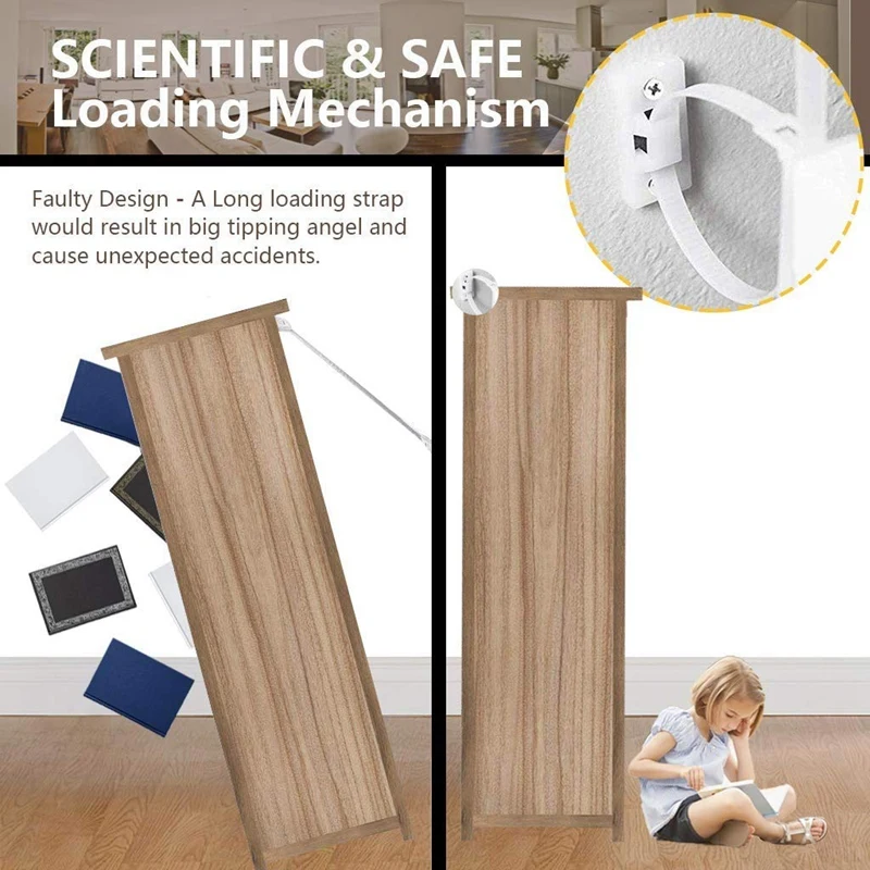 

Furniture Straps (12-Pack) Baby Proofing Furniture Anchors Anti Tip Kit, Wall Furniture Straps Protect Children's and Pets, Adju