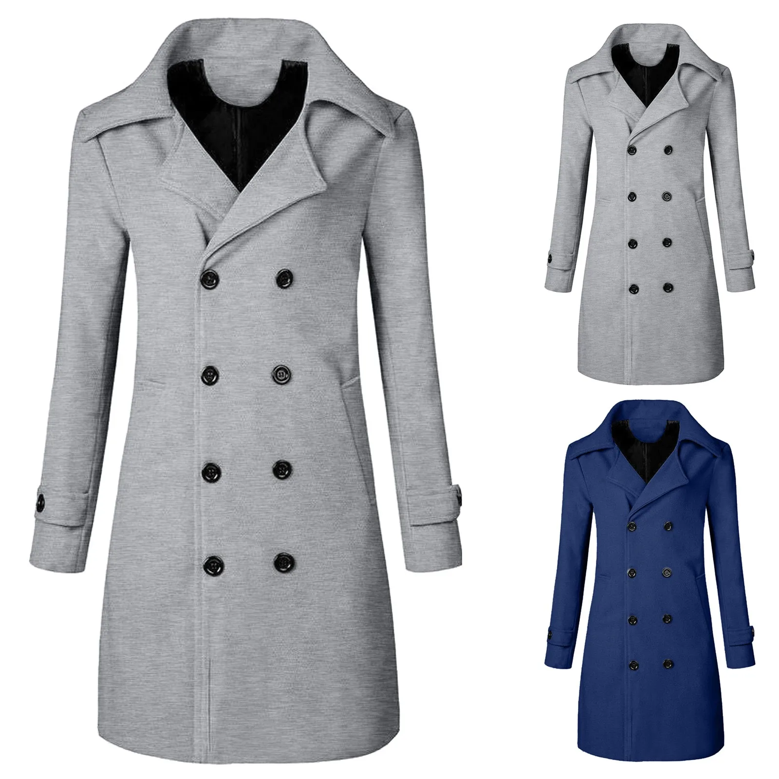 

Повседневное двубортное зимнее осеннее пальто, куртка, теплая ветровка и Мужская шерстяная куртка средней длины, мужские пальто и куртки, м...