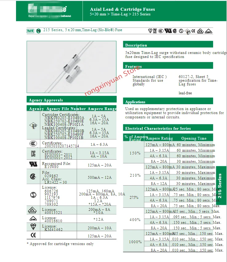 10 шт./лот 0215010.MXEP 10A 250V T10AH250VP 215 Series 5x20 мм Time Lag (Slo Blo)®) Предохранитель 100% Новый
