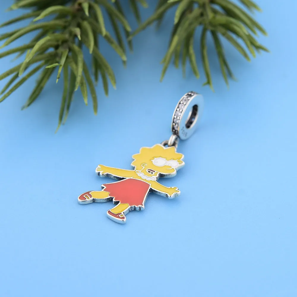 

Elegant Girl Dangle Charms Fit Bracelet Necklace 925 Sterling Silver Cartoon Women Bead Jewellery Birthday Wife Girlfriend Gifts