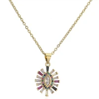 luxury colourful aaa cz evil eye pendant necklace for women girl fashion gold chain necklace female party jewelry gift