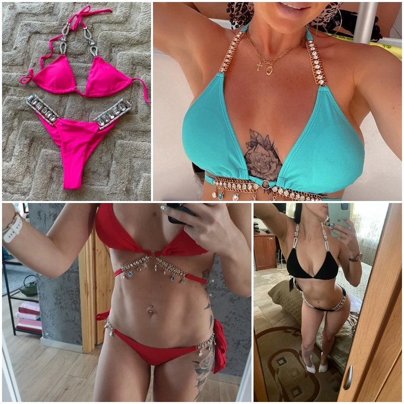 Бикини женское с блестящими бриллиантами пуш-ап 2020 | Женская одежда